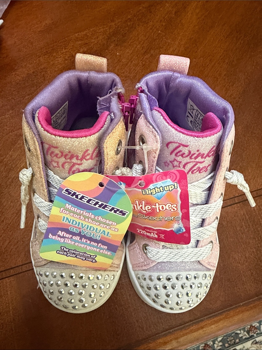 Skechers Twinkle Toes Light-Up High-Top Sneakers - Pink, Purple & Gold